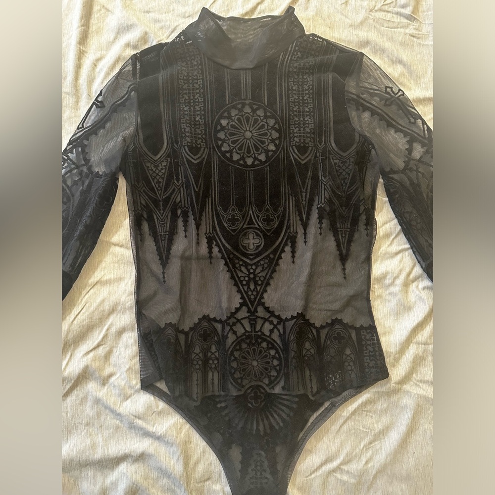 RESTYLE mesh long sleeve Cathedral body suit